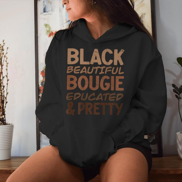 Black Beautiful Bougie Educated Pretty Pride On Back Women Hoodie Gifts for Her
