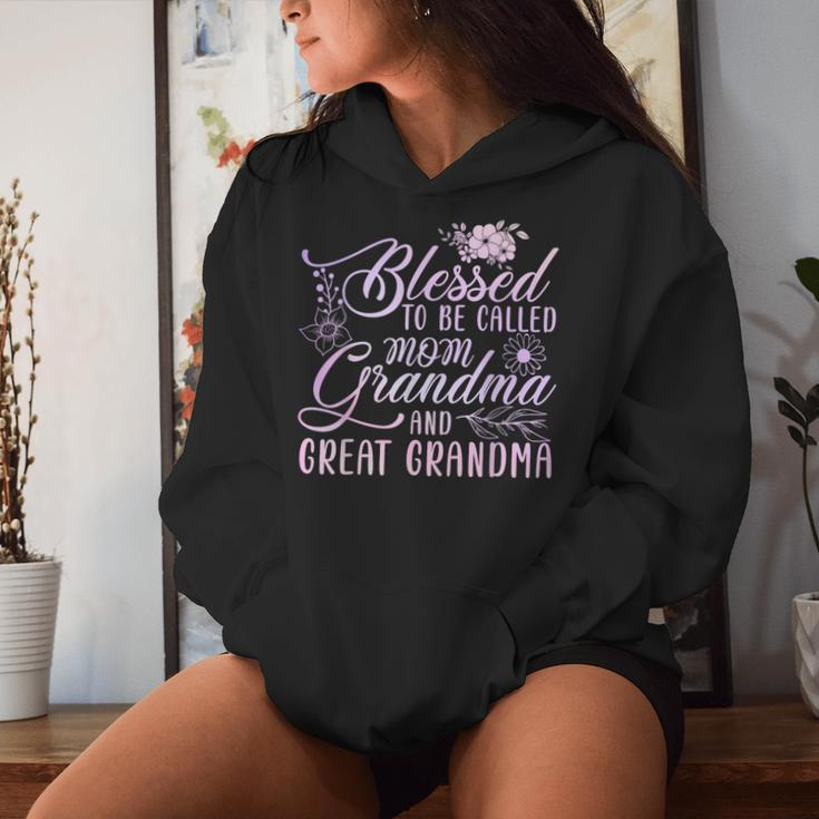 Blessed To Be Called Mom Grandma And Great Grandma Flower Women Hoodie Gifts for Her
