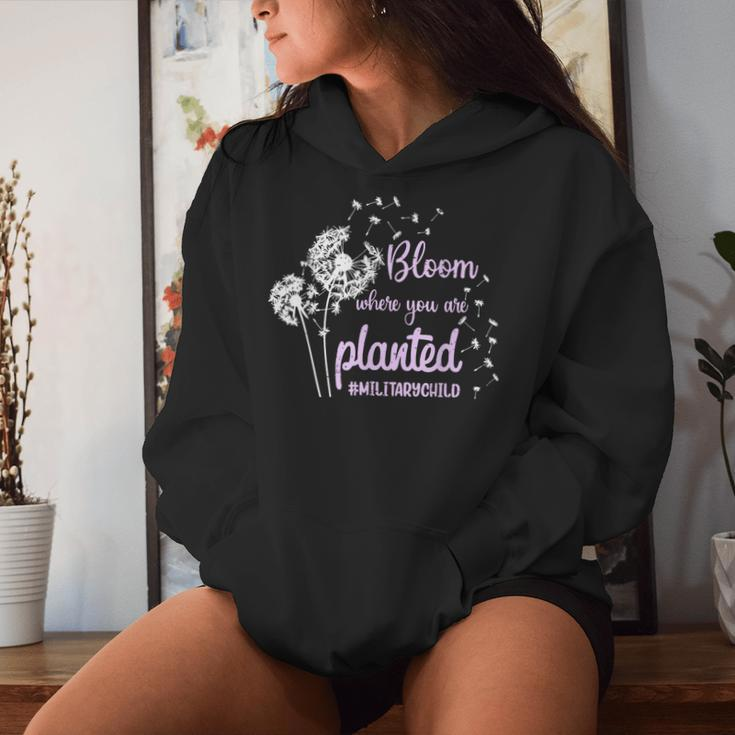 Bloom Where You Are Planted Dandelion Purple Up Military Kid Women Hoodie Gifts for Her