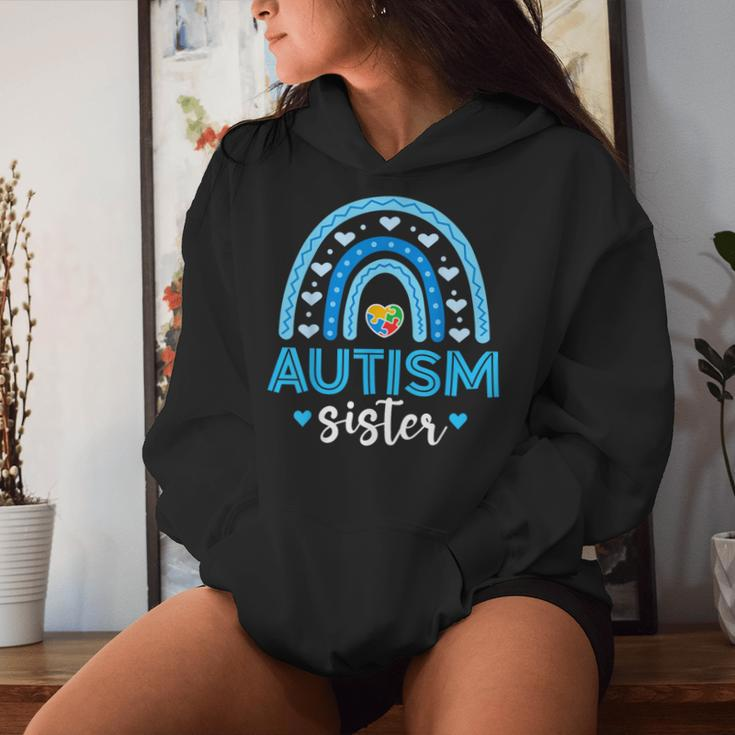 Blue Rainbow Autism Awareness Sister Heart Puzzle For Girls Women Hoodie Gifts for Her