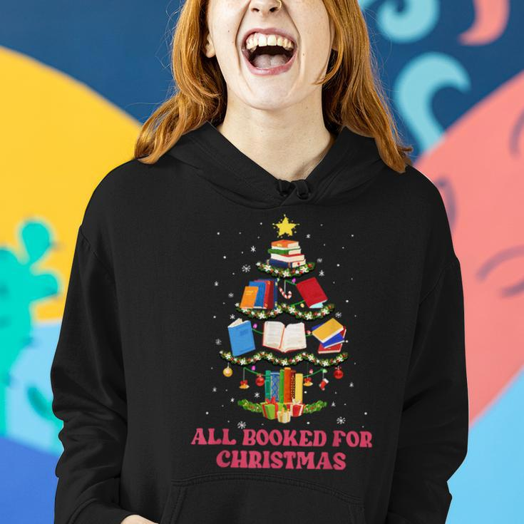All Booked For Christmas Book Tree Teacher Librarian School Women Hoodie Gifts for Her