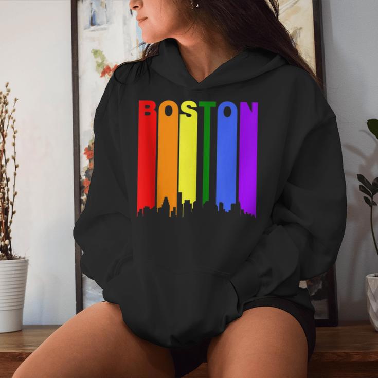 Boston Massachusetts Lgbtq Gay Pride Rainbow Skyline Women Hoodie Gifts for Her