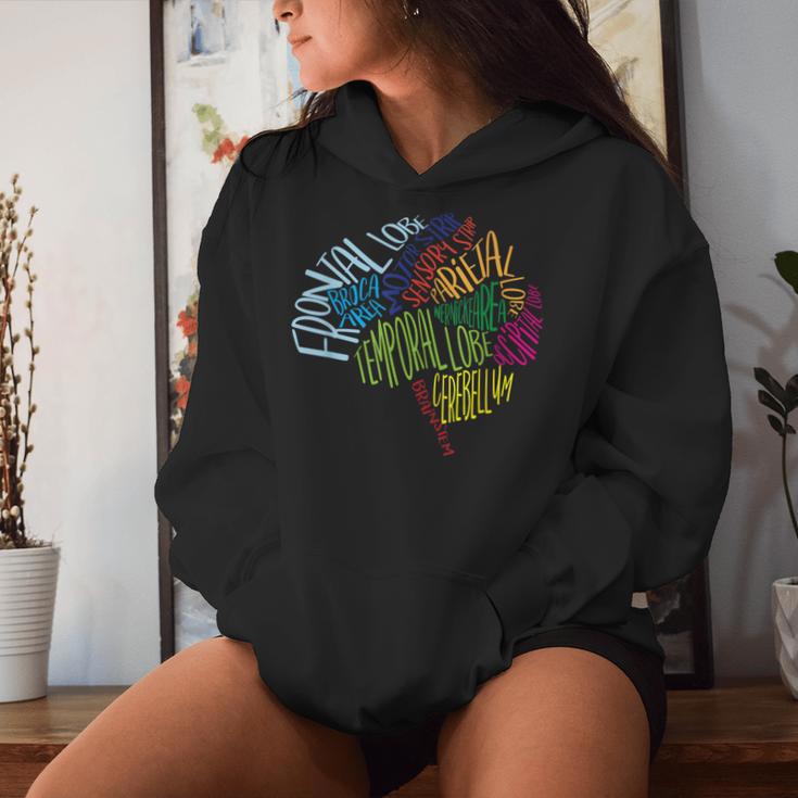 Brain Typography Rn Nurse Neurologist Doctor Word Bubble Women Hoodie Gifts for Her