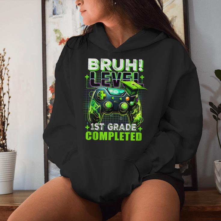 Bruh Level 1St Grade Completed Last Day Of School Graduate Women Hoodie Gifts for Her
