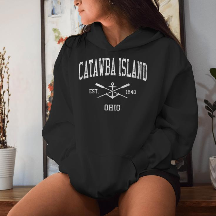 Catawba Island Oh Vintage Crossed Oars & Boat Anchor Sports Women Hoodie Gifts for Her