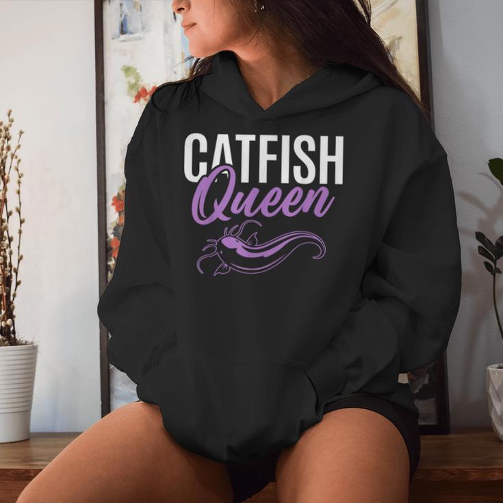 Catfish Queen Catfishing Angler Noodler Fischer Mama Papa Kapuzenpullover für Damen Geschenke für Sie