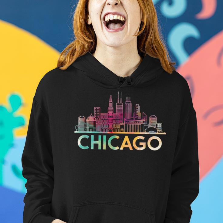 Chicago Illinois Skyline City Souvenir Girls Women Hoodie Gifts for Her