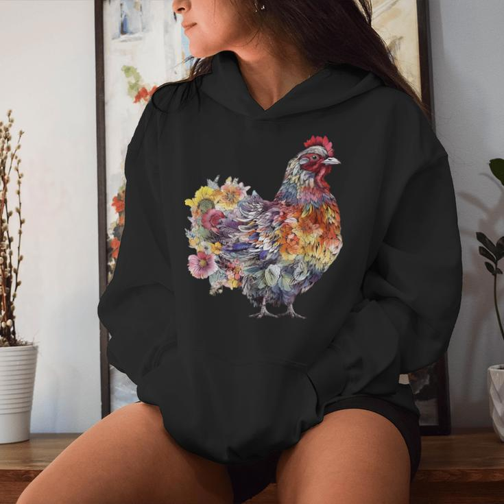Chicken Aesthetic Flowers Cute Cottagecore Floral Chicken Women Hoodie Gifts for Her