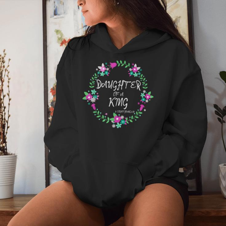 Christian Daughter Of A King Floral Wreath Bible Quote Women Hoodie Gifts for Her