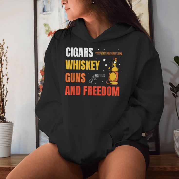 Cigars Whiskey Guns And Freedom Whisky Cigar Lover Women Hoodie Gifts for Her