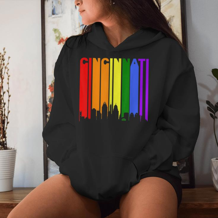 Cincinnati Ohio Downtown Rainbow Lgbt Gay Pride Women Hoodie Gifts for Her