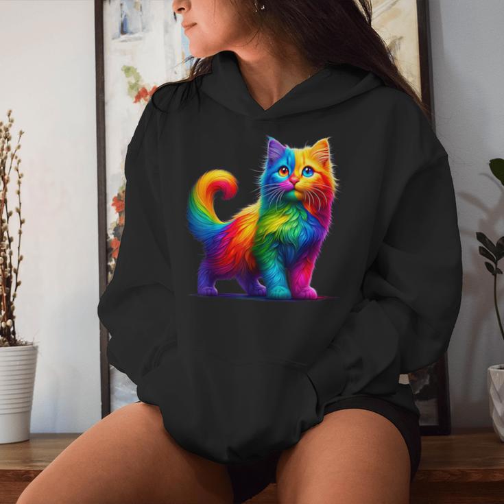 Colorful Cat For Women's Girls Boys Cute Rainbow Cat Women Hoodie Gifts for Her