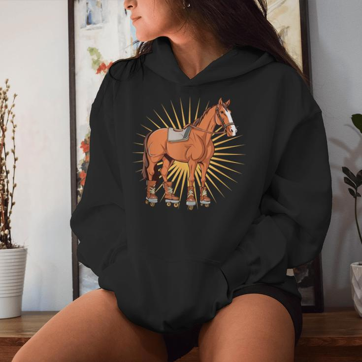 Cool Horse Farm Animal Roller Skating Women Hoodie Gifts for Her