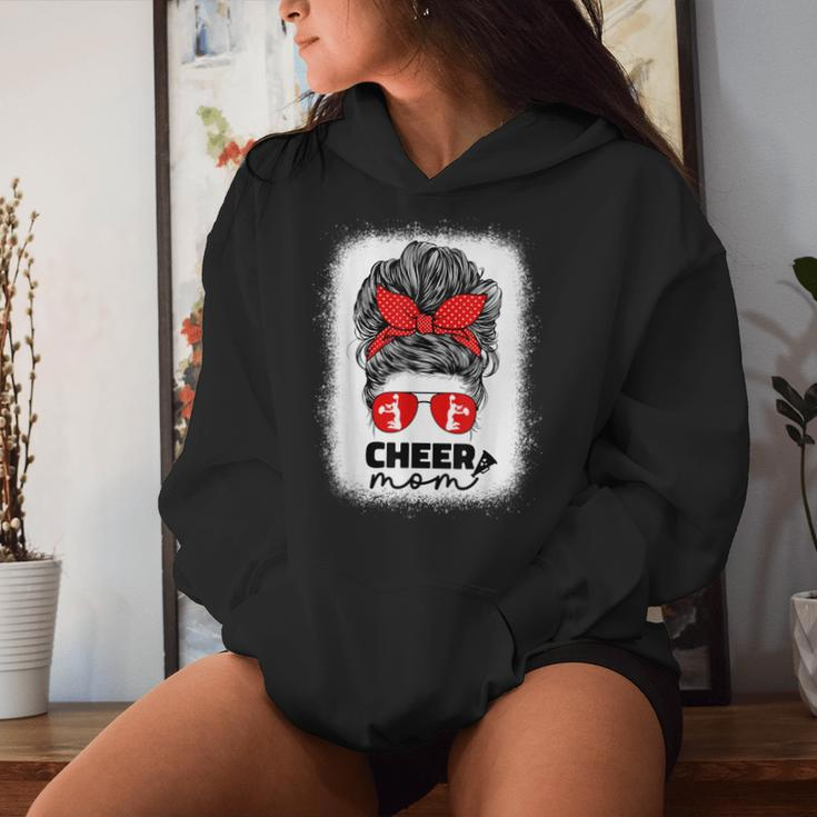 Cute Cheer Mom For Cheerleader Mom Red Messy Bun Mom Women Hoodie Gifts for Her