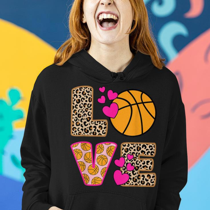 Cute Love Basketball Leopard Print Girls Basketball Women Hoodie Gifts for Her