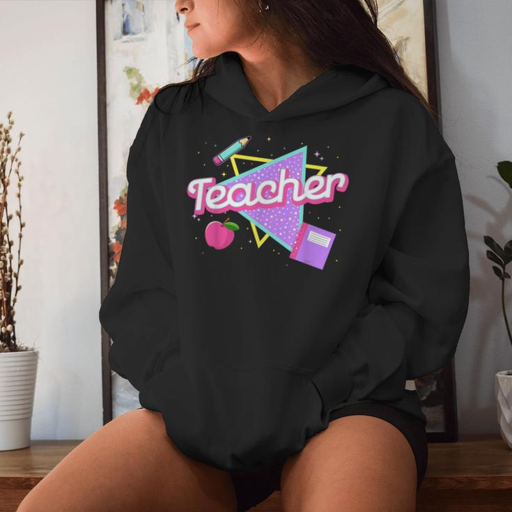 Cute Teacher 80'S 90'S Style Retro Old School Teacher Women Hoodie Gifts for Her