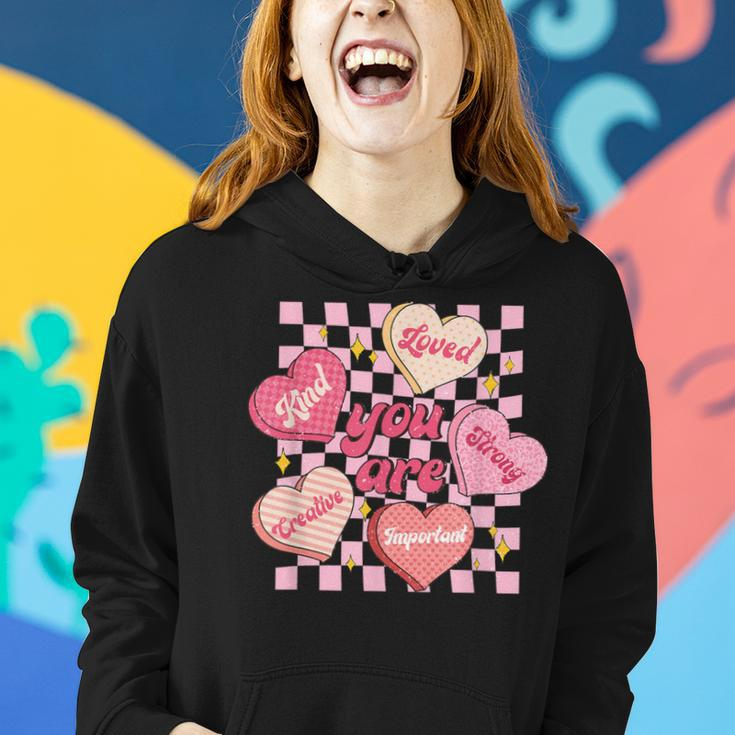 Cute Teacher Valentine Day Retro Heart Candy Self Love Women Hoodie Gifts for Her