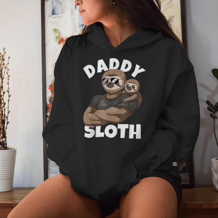Daddy Sloth With Sloth Dad On Fathers Day Women Hoodie Gifts for Her