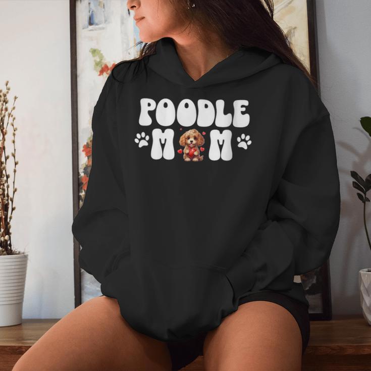 Damen Cute Poodle Mom Dog Mama Dog Heart Lover Owner Mit-Ausschnitt Kapuzenpullover für Damen Geschenke für Sie