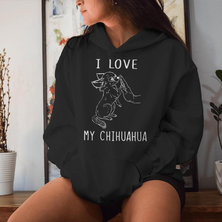 Damen Ich Liebe Meine Chihuahua Mama Chihuahua Papa Chihuahua Mit-Ausschnitt Kapuzenpullover für Damen Geschenke für Sie