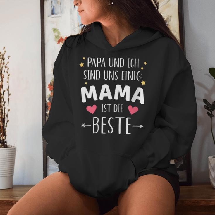 Damen Papa Und Ich Sind Uns Einig Mama Ist Die Beste Mit-Ausschnitt Kapuzenpullover für Damen Geschenke für Sie