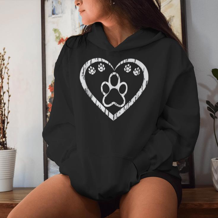 Dog Lover Damen Herren Mama Papa Herz Hund Pfotenabdruck Kapuzenpullover für Damen Geschenke für Sie