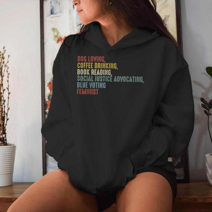 Dog Loving Coffee Drinking Book Reading Social Justice Women Hoodie Gifts for Her