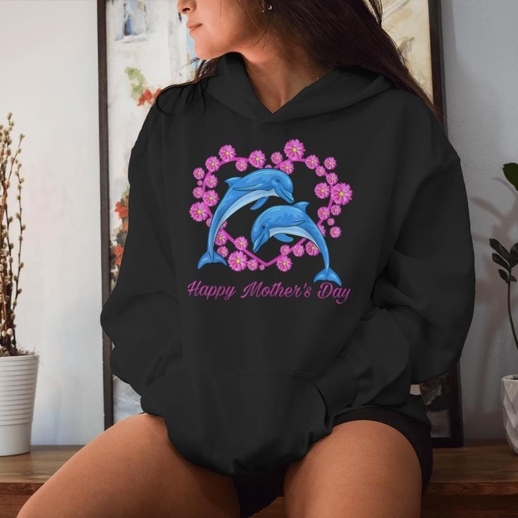 Dolphins Heart Flower Happy Mother's Day 2023 For Mom Women Hoodie Gifts for Her