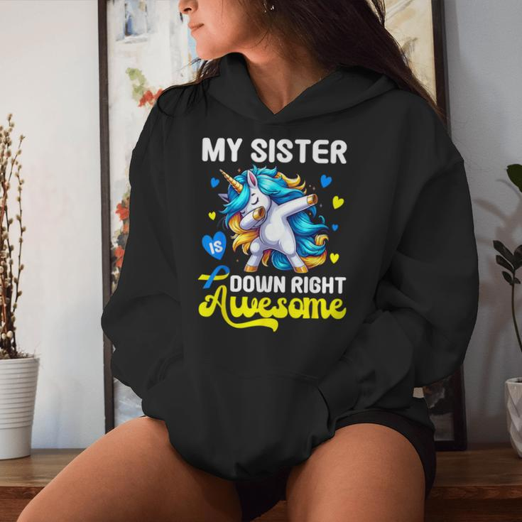 Down Syndrome Sister Awareness Day Down Right Awesome Sister Women Hoodie Gifts for Her