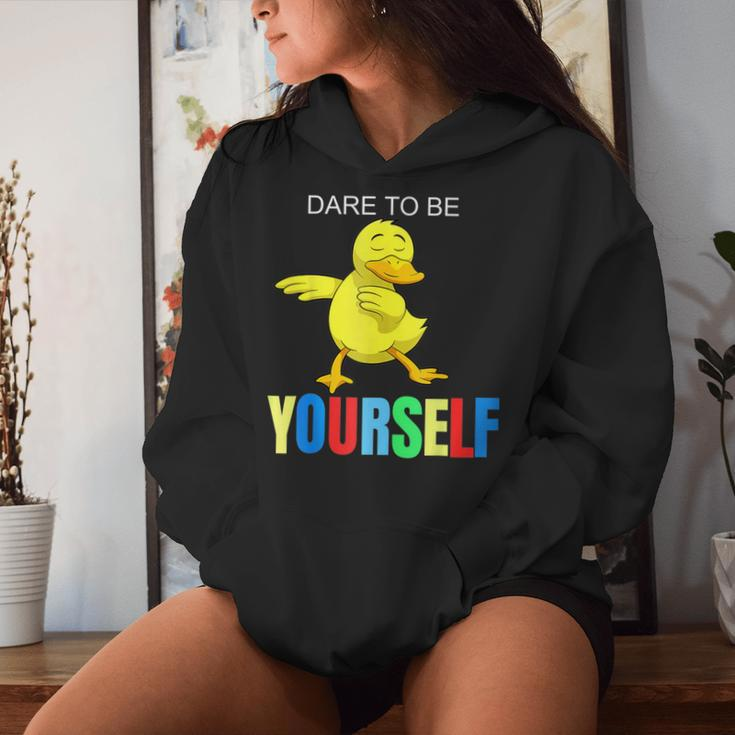 Duck Dabbing Autism Awareness Dare To Be Yourself Women Hoodie Gifts for Her