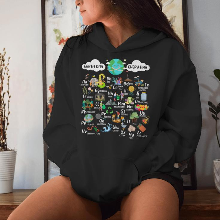 Earth Day Alphabet Teacher Student Environmental Support Women Hoodie Gifts for Her