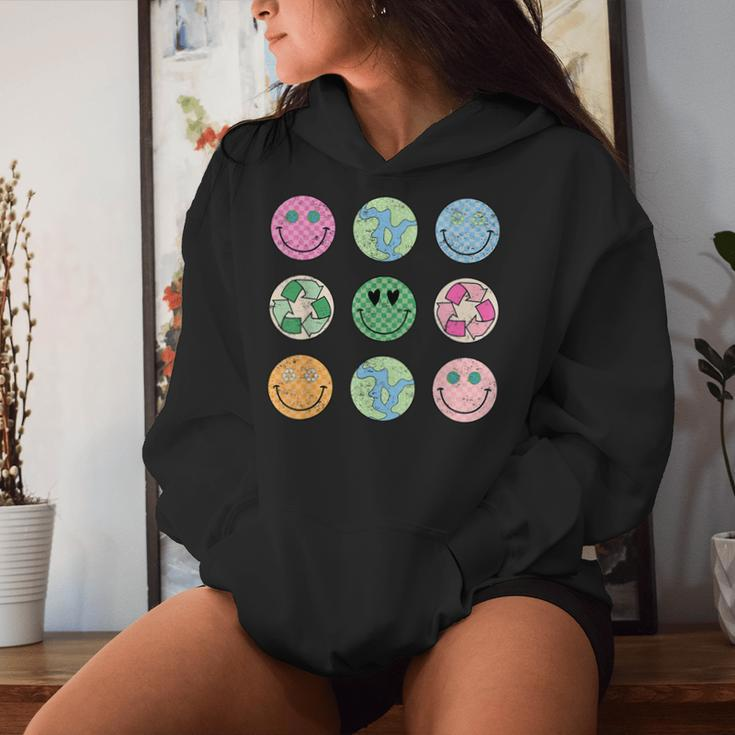 Earth Day Everyday Groovy Face Recycle Save Our Planet Women Hoodie Gifts for Her