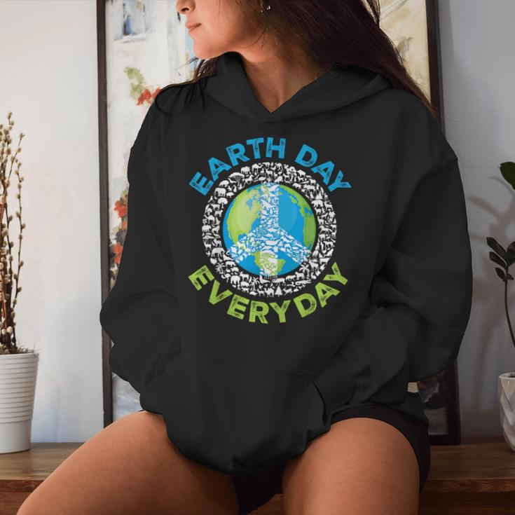 Earth Day Everyday Peace Earth Animals Teacher Women Hoodie Gifts for Her