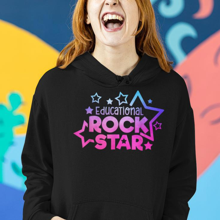 Educational Rockstar Teacher Quote Back To School Fun Women Hoodie Gifts for Her