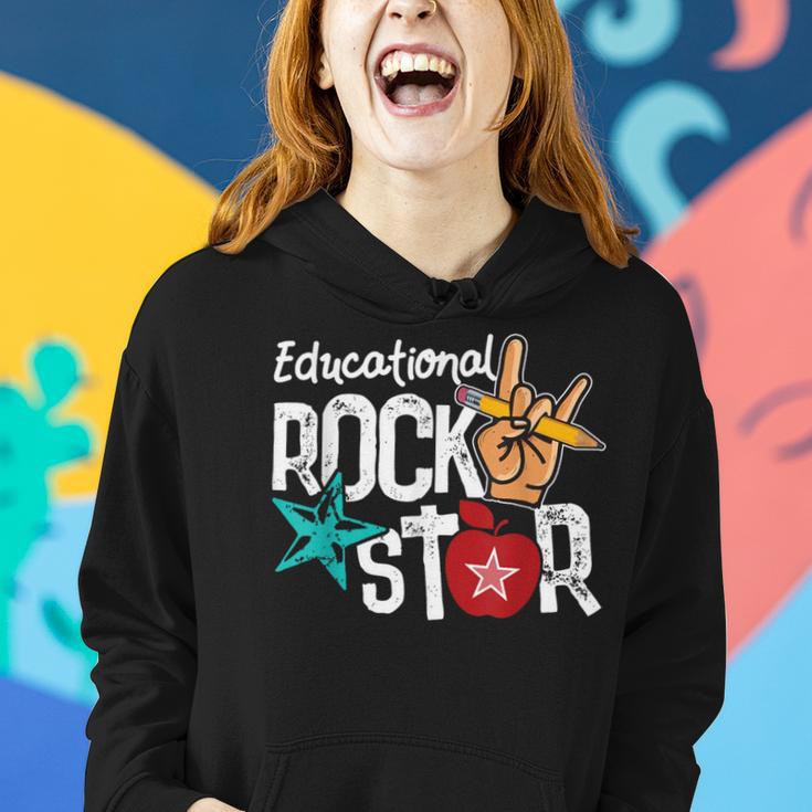 Educational Rockstar Teacher Back To School Women Hoodie Gifts for Her