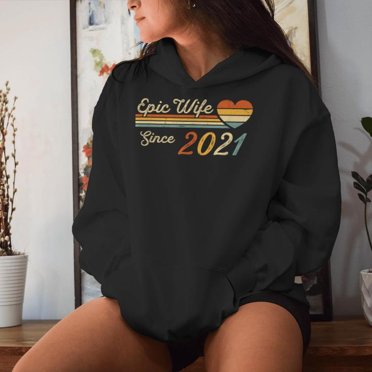 Epic Wife Since 2021 Vintage Wedding Anniversary Women Hoodie Gifts for Her