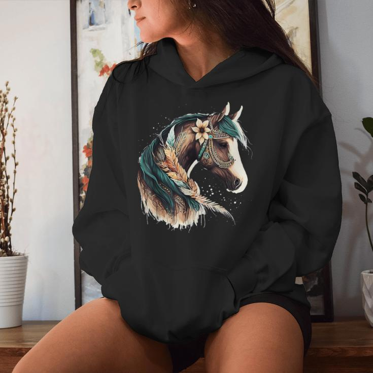 Equestrian Horse Portrait Western Horseback Riding For Girls Women Hoodie Gifts for Her