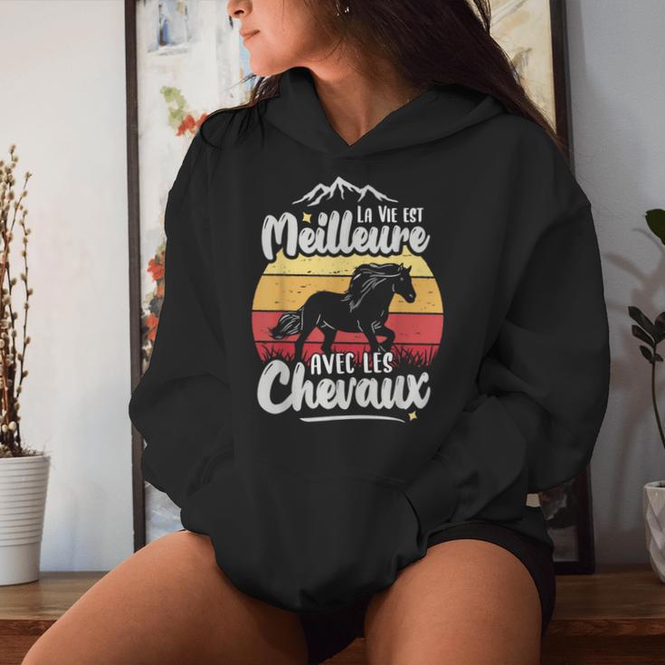 Sweat à Capuche Fille - Design "La Vie Est Mieux Avec Un Cheval" - Pour Cavalière Ado équitation