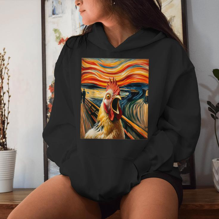 Expressionist Scream Chicken Lovers Artistic Chicken Women Hoodie Gifts for Her