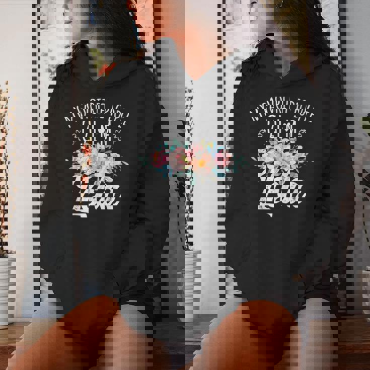 My Favorite People Call Me Lola Floral Birthday Lola Women Hoodie Gifts for Her