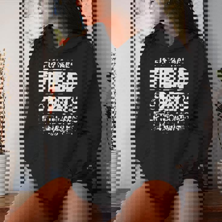 Field Day First 1St Grade Orange 2024 Boy Girl Teacher Women Hoodie Gifts for Her