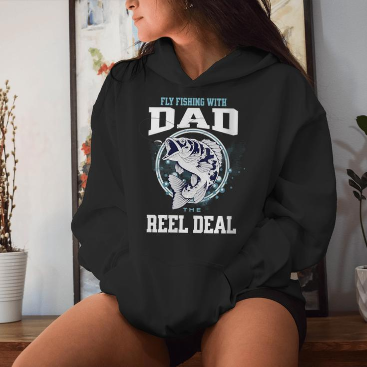 I Am Fishing With Dad The Reel Deal Fathers Day Vintage Women Hoodie Gifts for Her