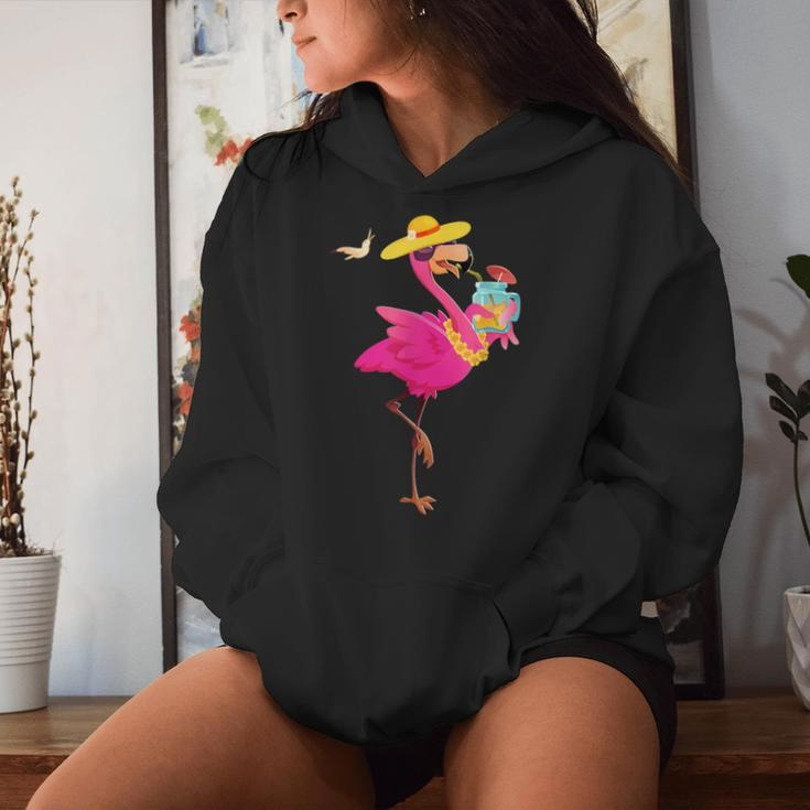 Flamingo Beach Summer Vibes Palm Trees Tropical Summer Women Hoodie Gifts for Her