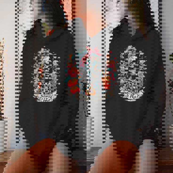 Floral Just Peachy Skeleton Drink Retro Humor Women Hoodie Gifts for Her