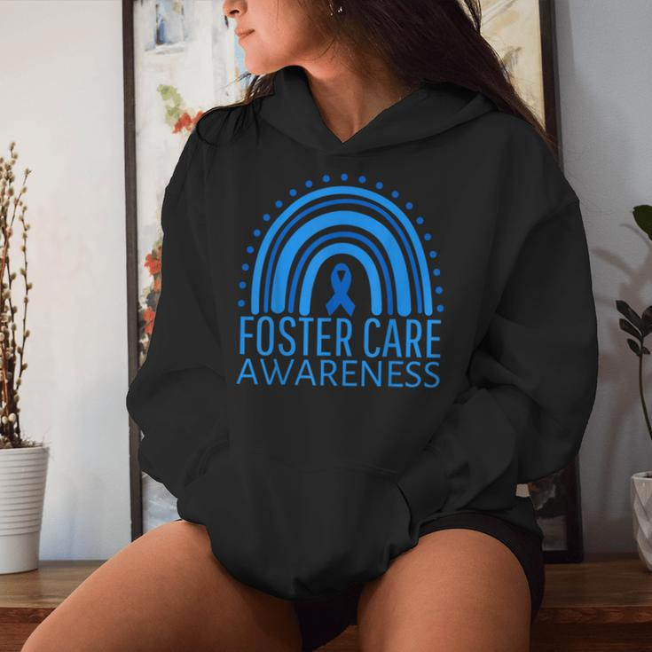 Foster Care Awareness Month Rainbow Ribbon Blue Women Hoodie Gifts for Her