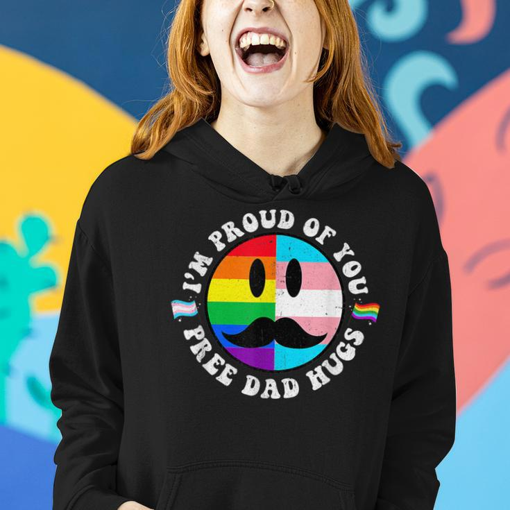 Free Dad Hugs Groovy Hippie Face Lgbt Rainbow TransgenderWomen Hoodie Gifts for Her