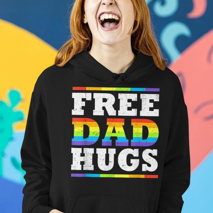 Free Dad Hugs Rainbow Lgbt Pride Month Fathers Day Women Hoodie Gifts for Her