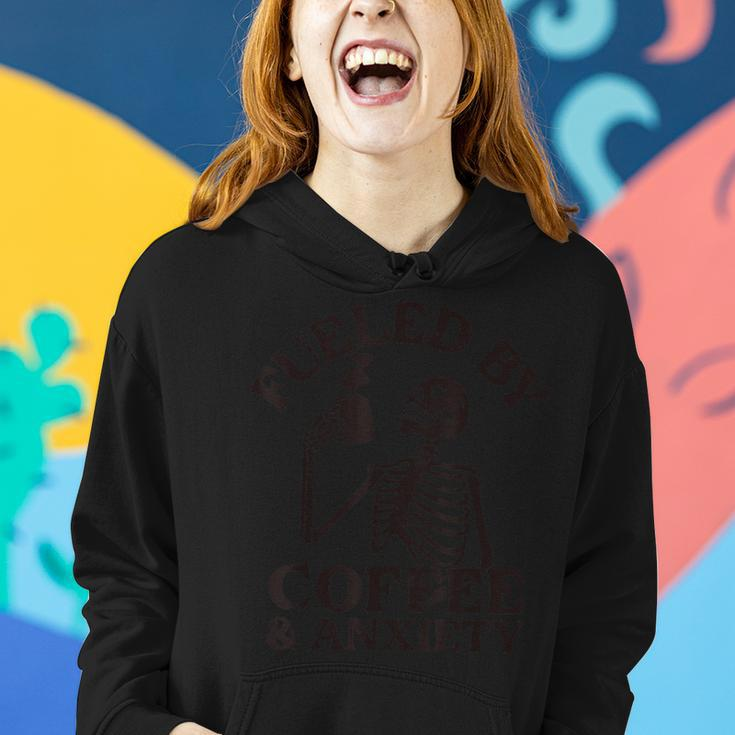 Fueled By Iced Coffee And Anxiety Coffee Lover Women Hoodie Gifts for Her