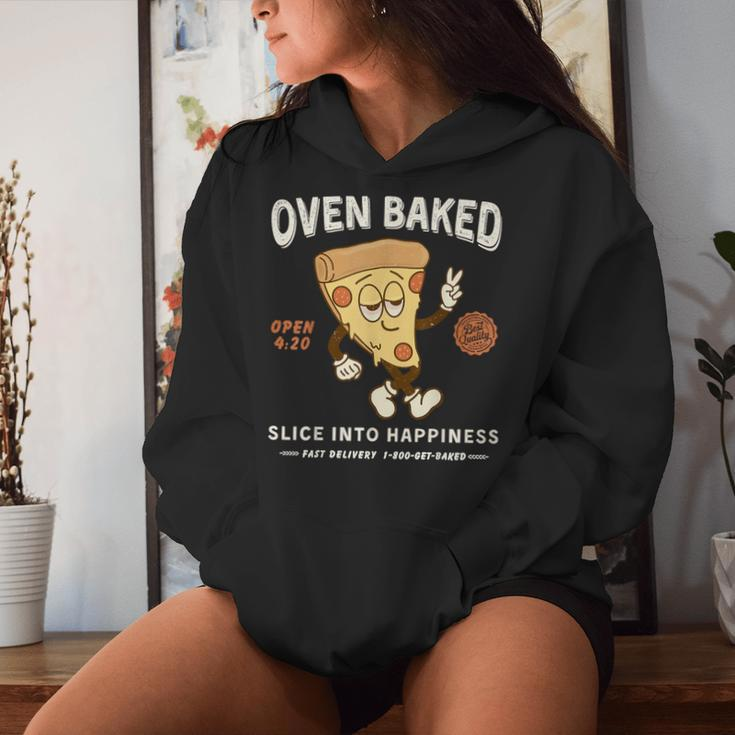 420 Retro Pizza Graphic Cute Chill Weed Women Hoodie Gifts for Her