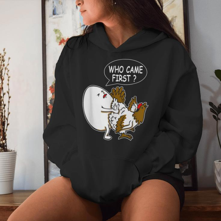 Adult Humor Jokes Who Came First Chicken Or Egg Women Hoodie Gifts for Her